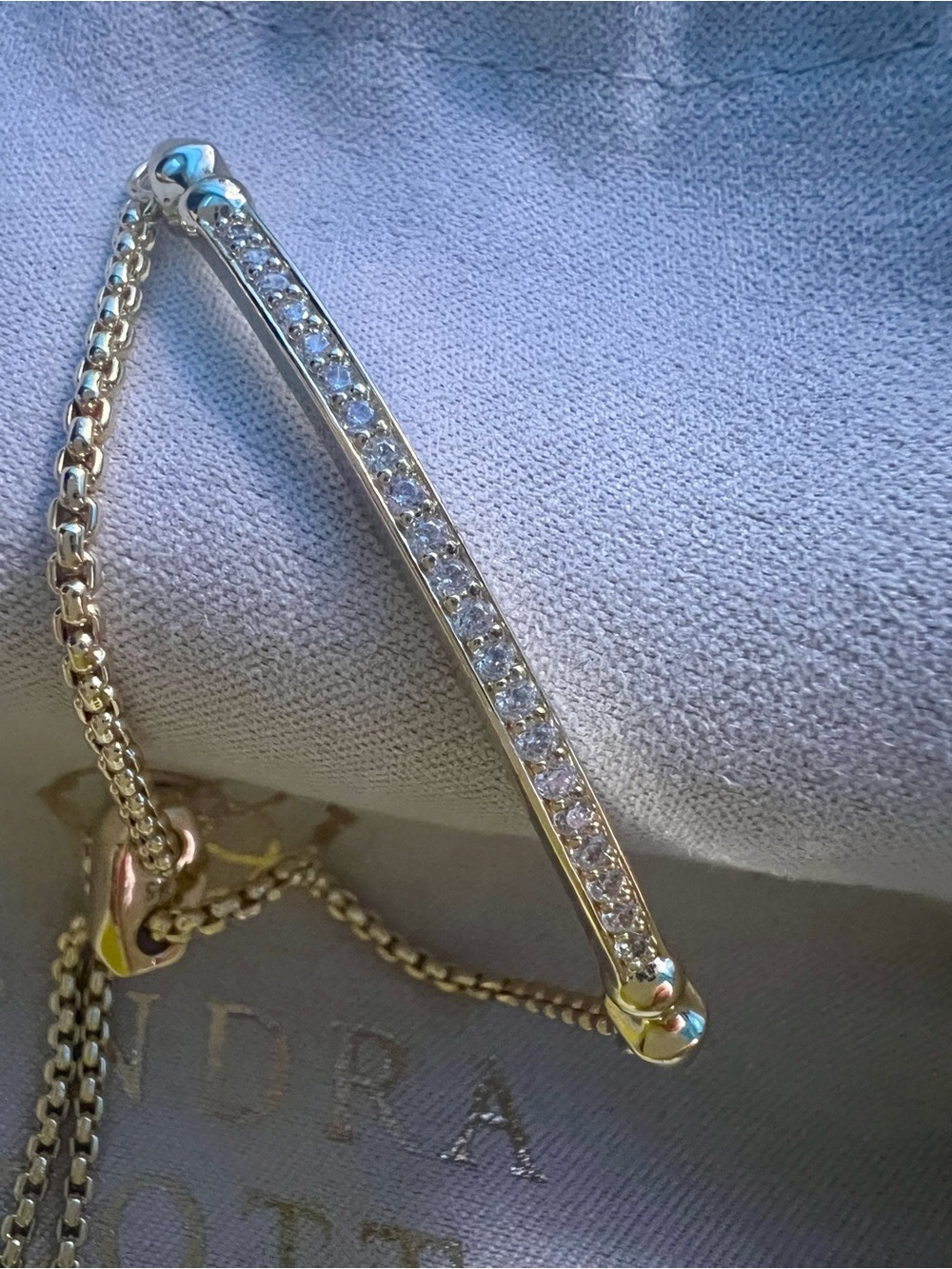 Kendra Scott Gold Adjustable Bracelet with Pave Stones. NEVER WORN